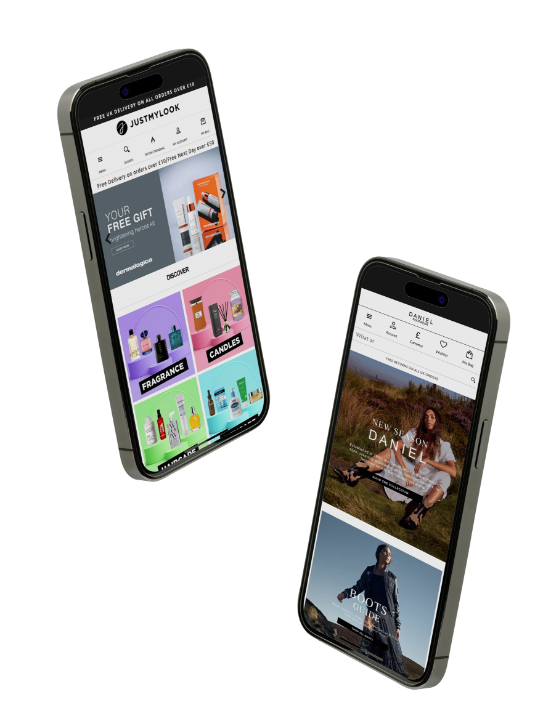 Two phones with websites made by DigitalValley